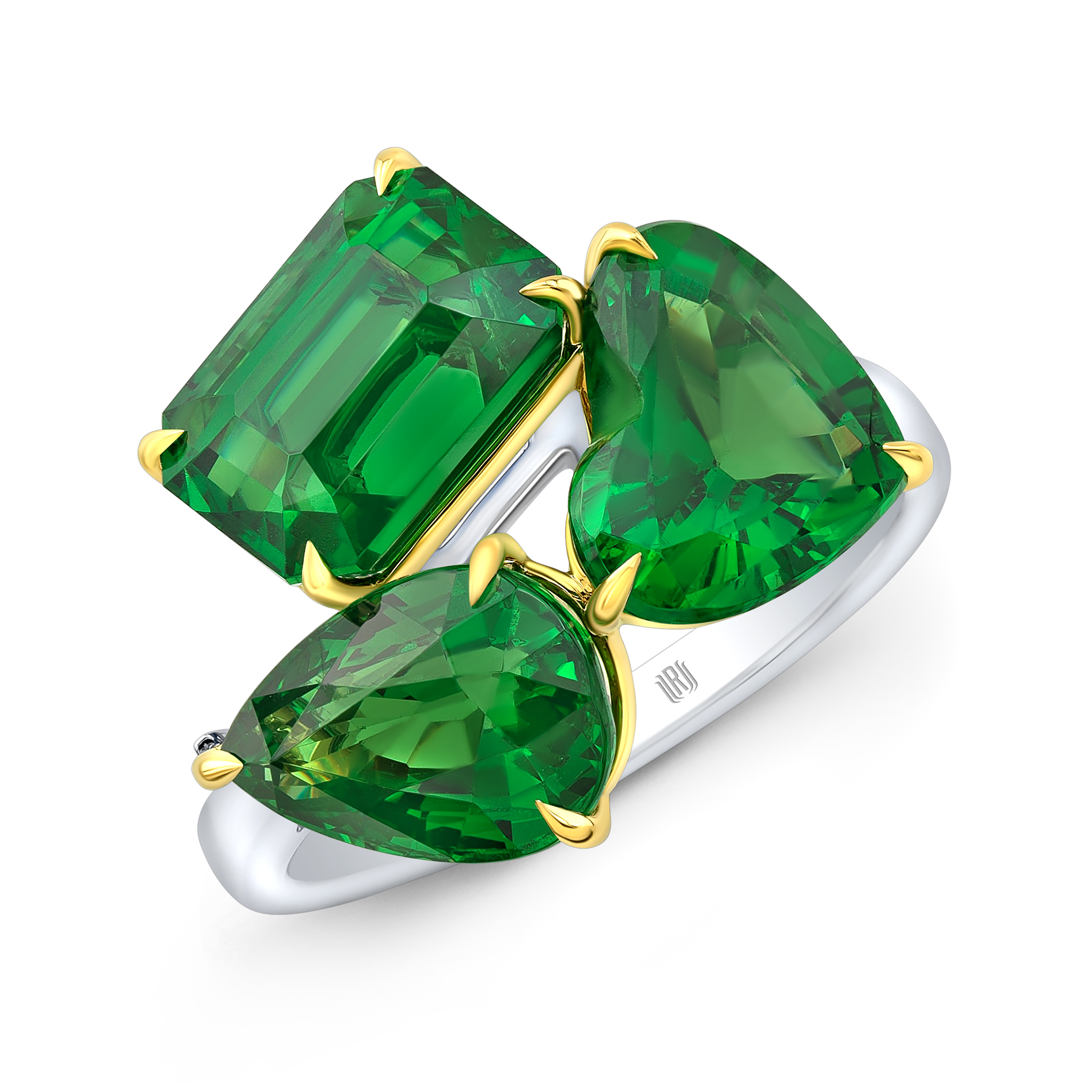 Triple Green Garnet Ring