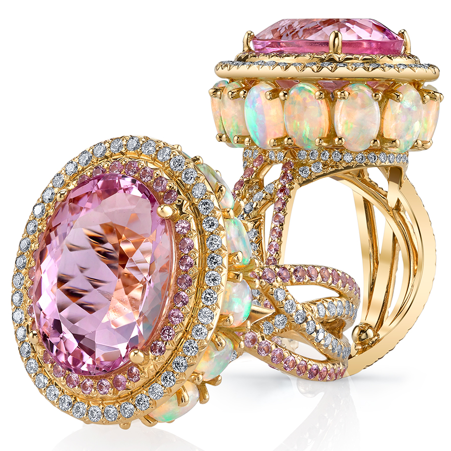 Imperial Pink Topaz Crossover Ring