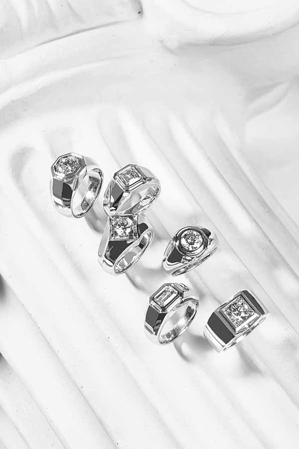 Smiling Rocks Mens Ring collection diamonds