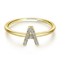 Gabriel 14K Yellow Gold Pav Diamond Uppercase A Initial Ring LR51164A Y45JJ 1 Gabriel 14K Yellow Gold Pav Diamond Uppercase A Initial Ring LR51164A Y45JJ 1