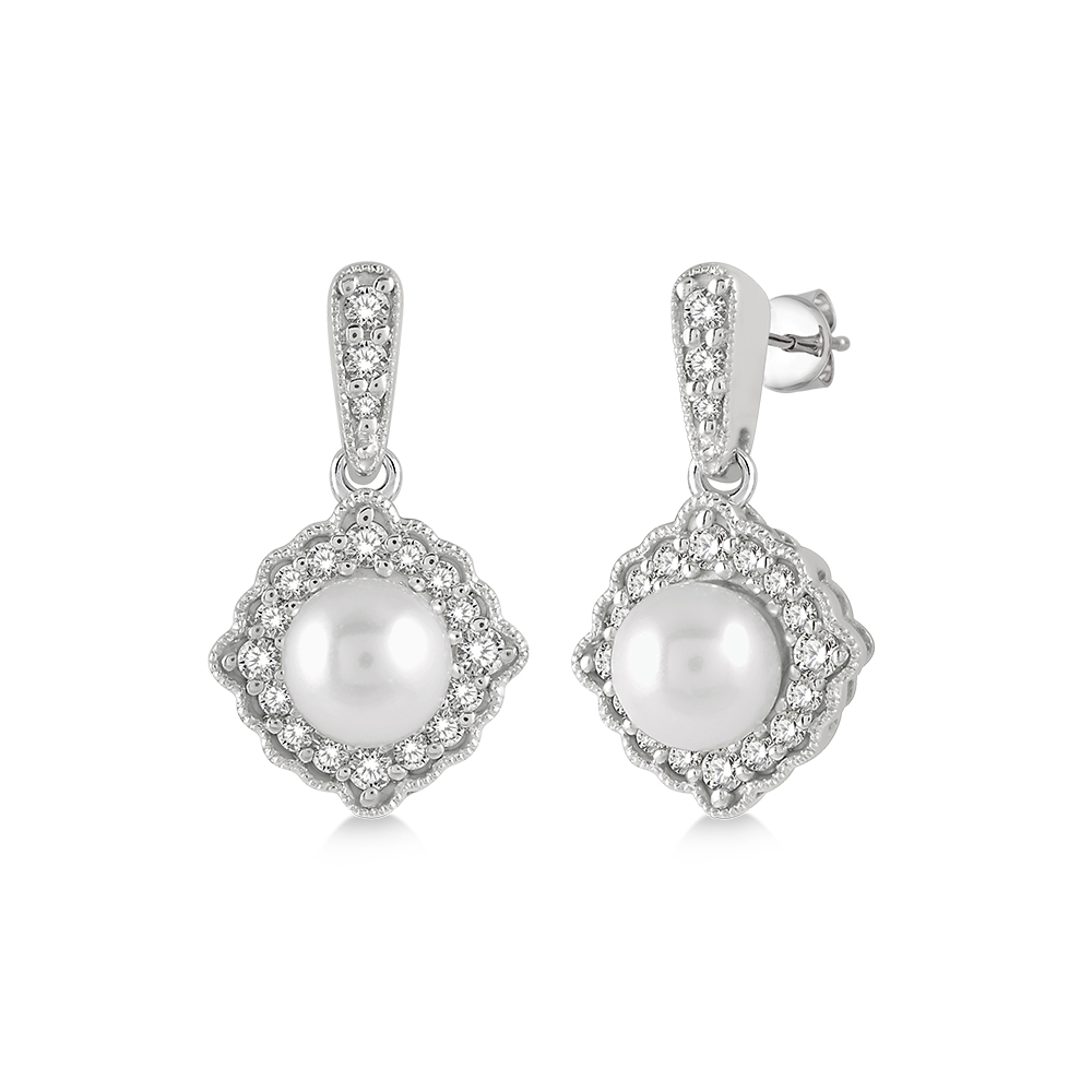 Pearl and Diamond Earrings