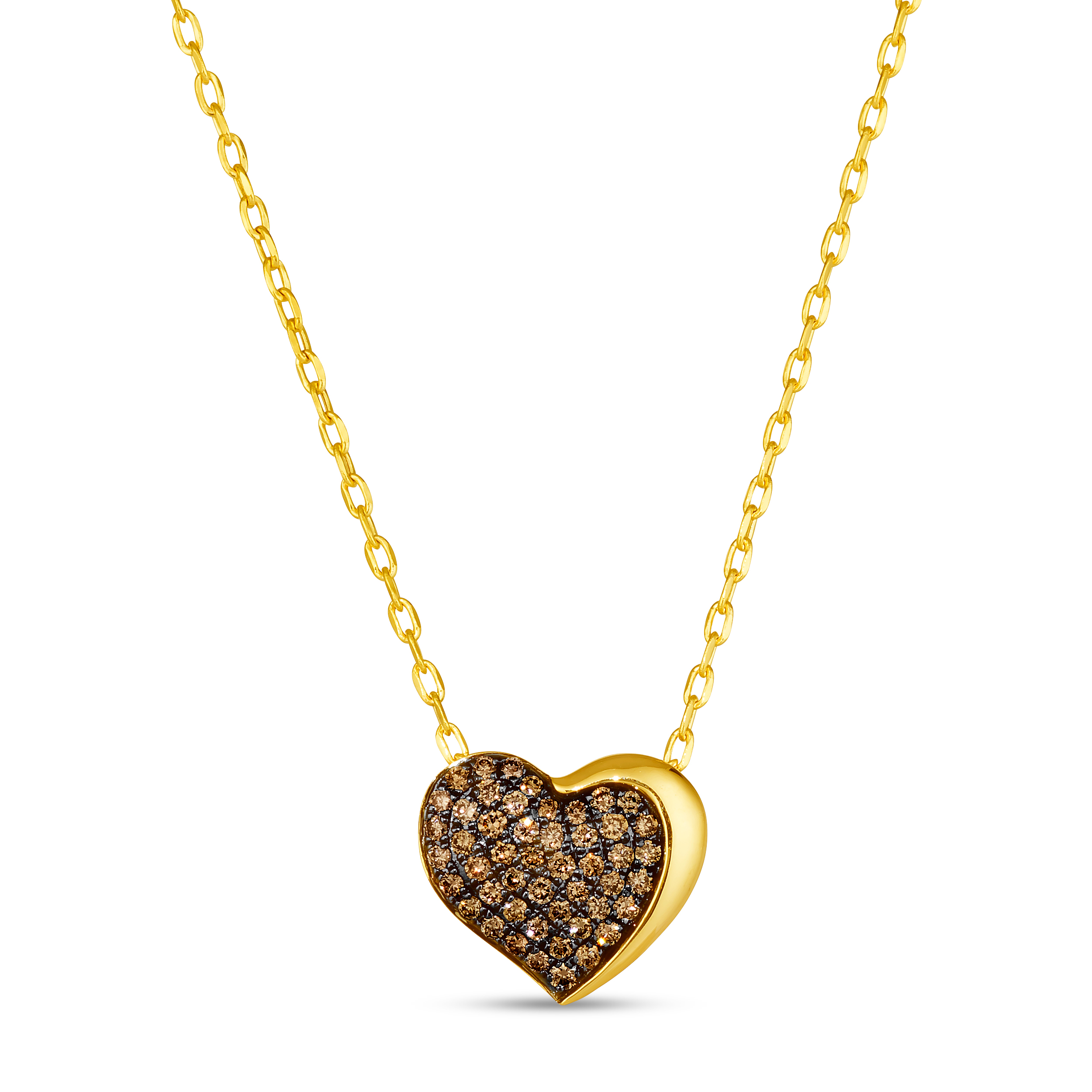 Diamond Heart Necklace with Chocolate Diamonds