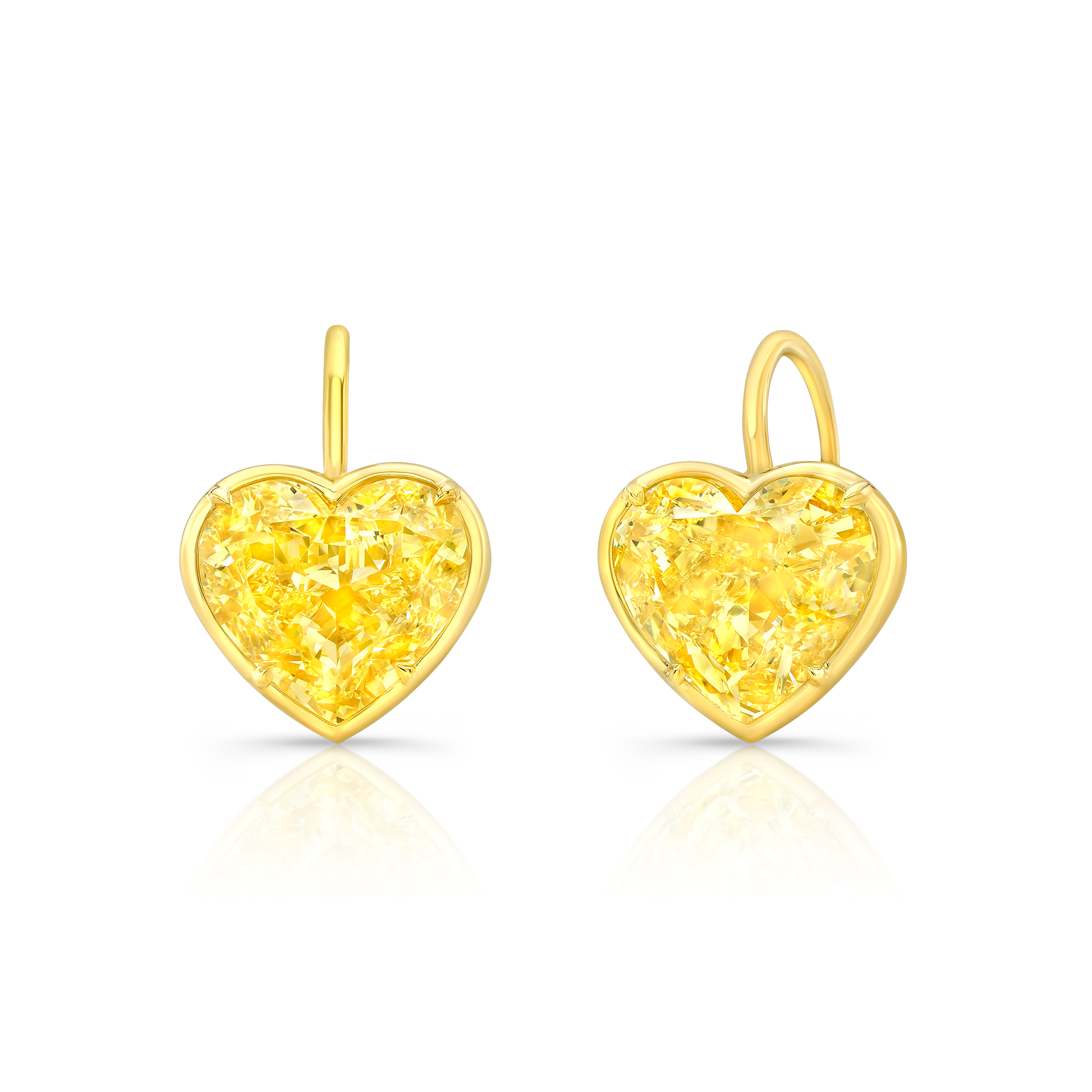 Yellow Diamond Heart Earrings