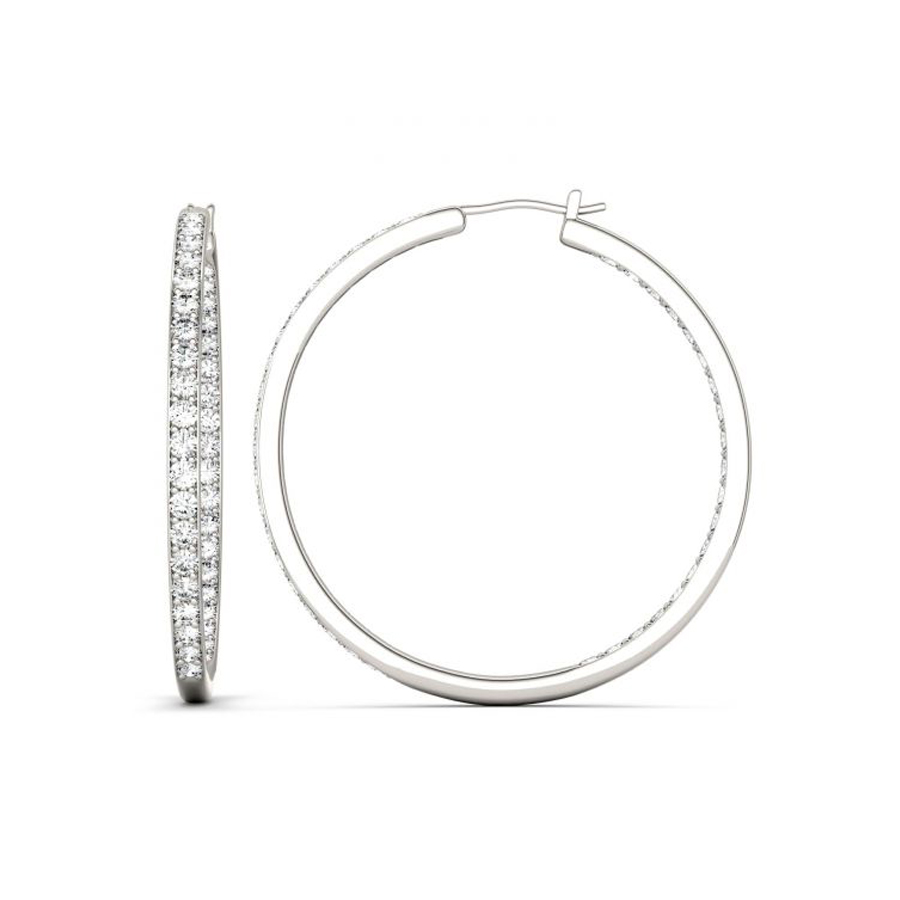 Slim Moissanite Hoop Earrings