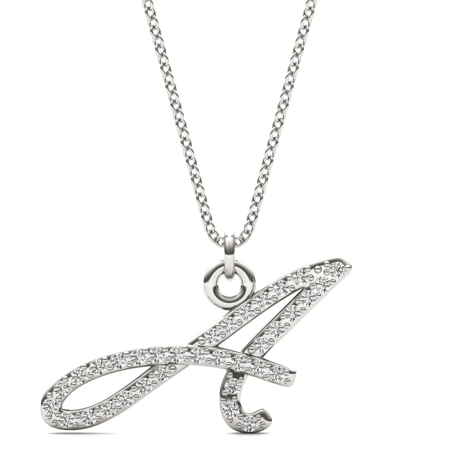 White Gold and Diamond Initial Necklace