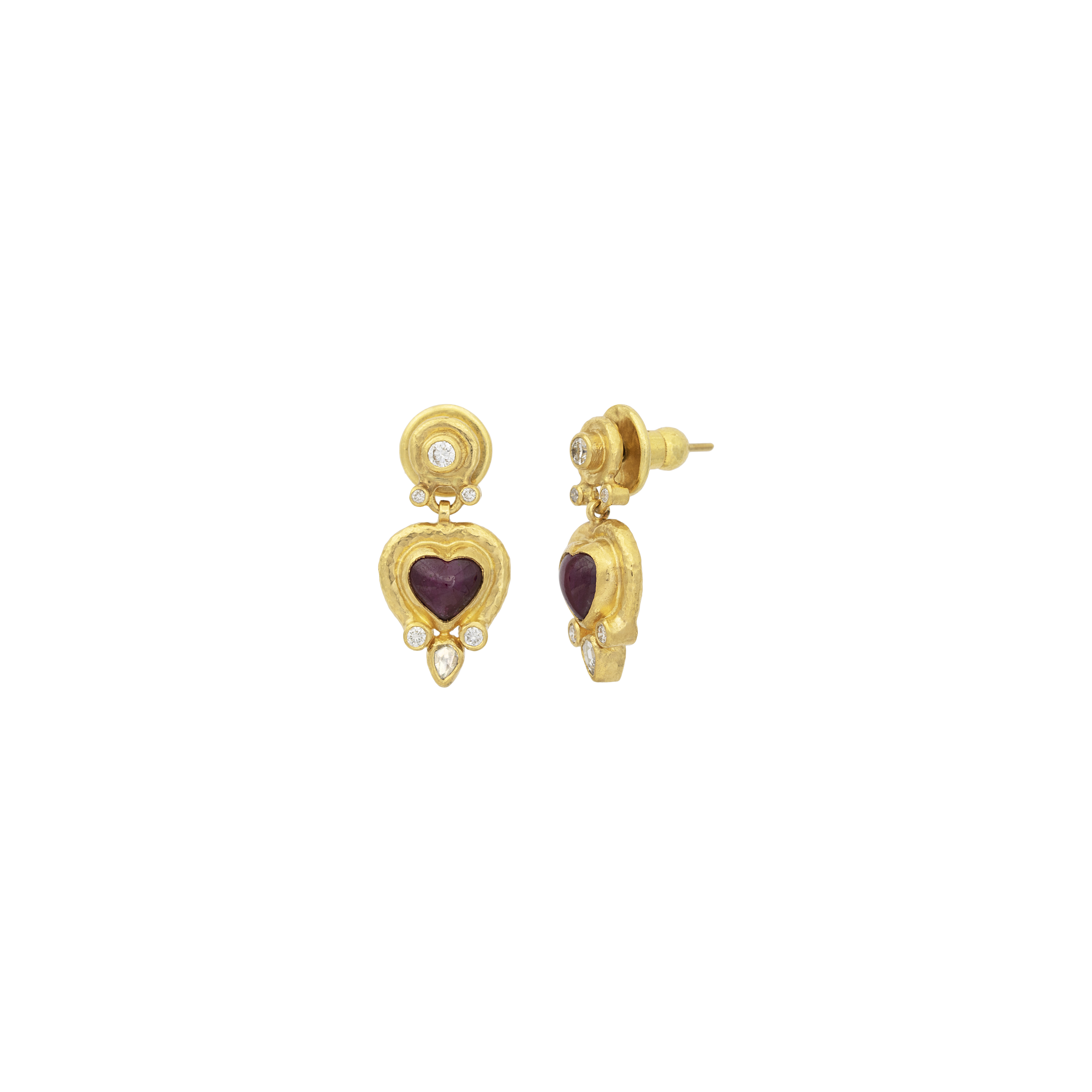 Ruby Heart Earrings