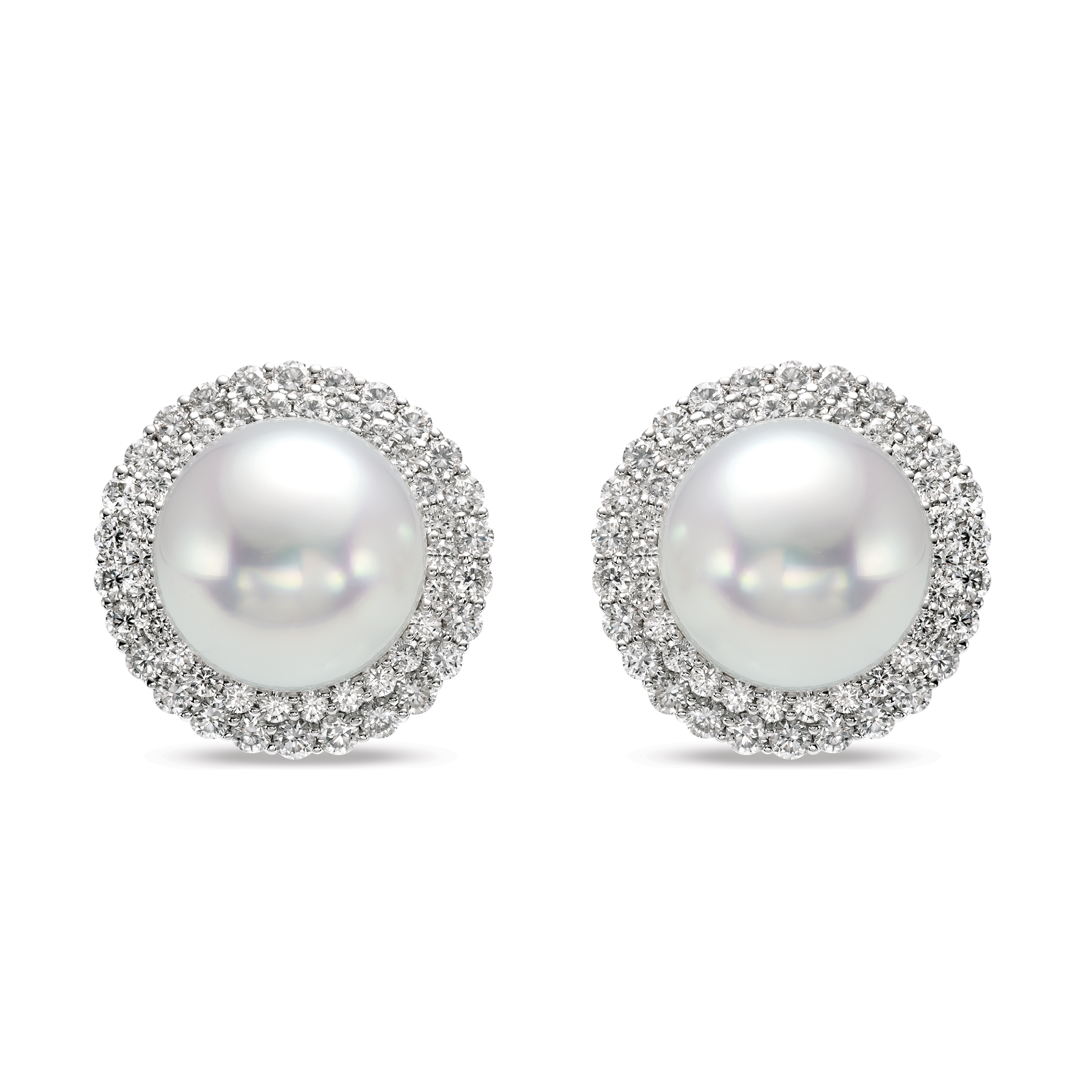 Double Halo Pearl Earrings