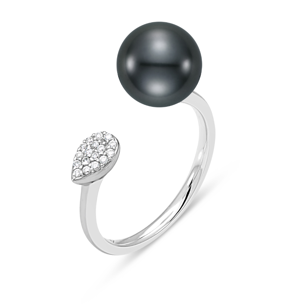 Pearl and Diamond Bezel Ring