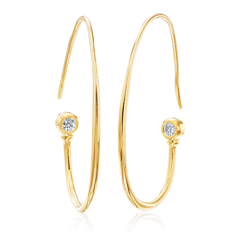 Gold Hoops with Diamond Accent