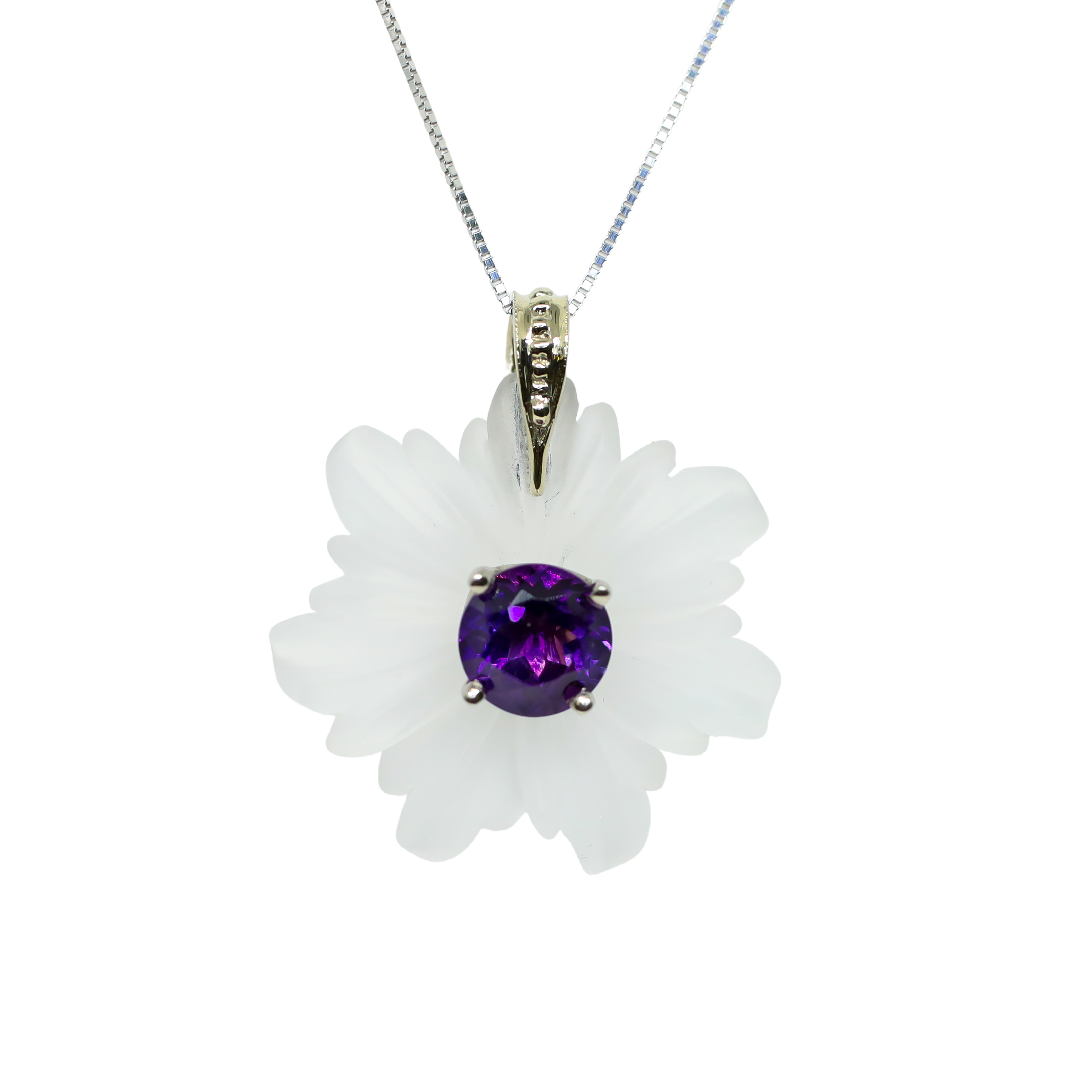 Crystal and Amethyst Floral Pendant