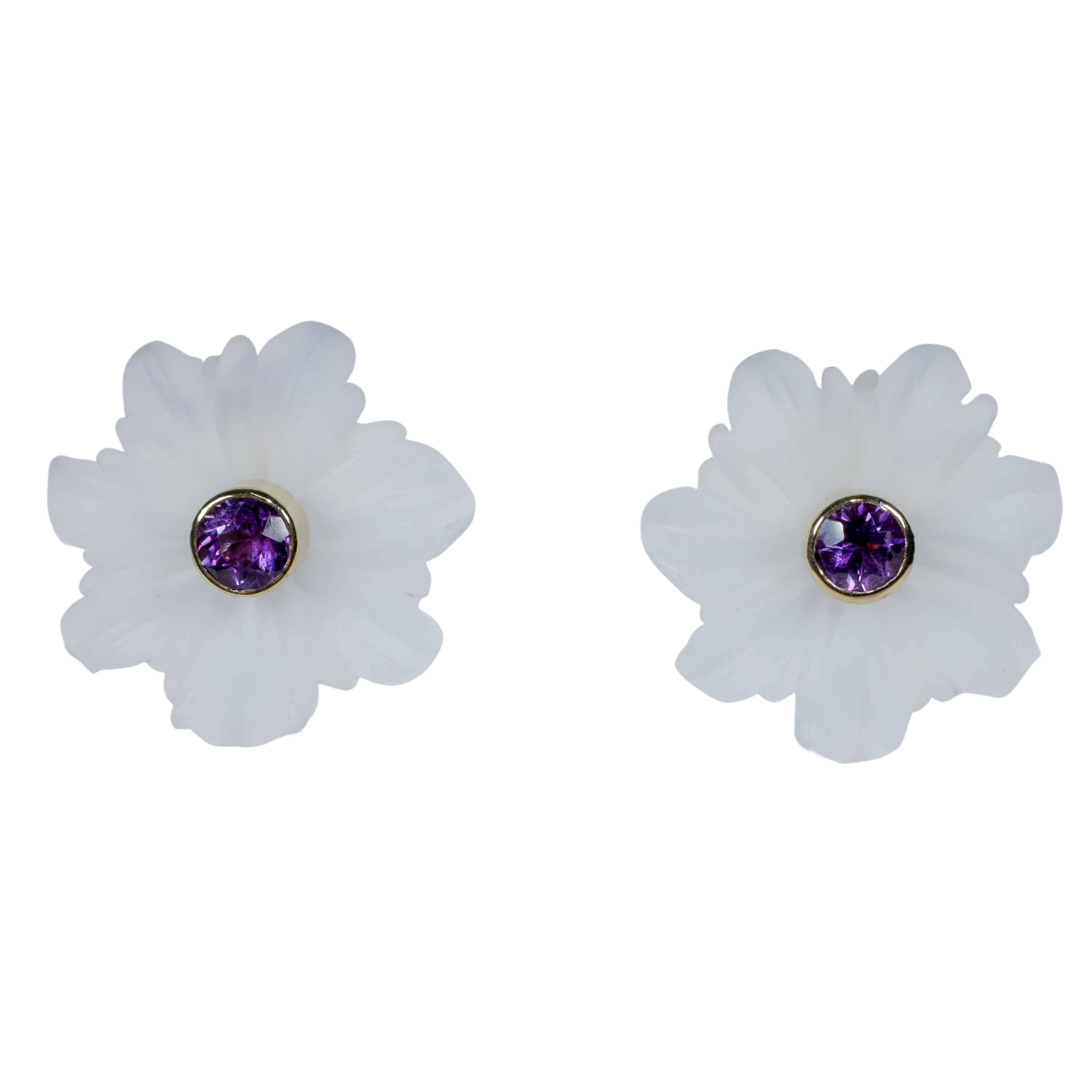 Crystal and Amethyst Floral Earrings