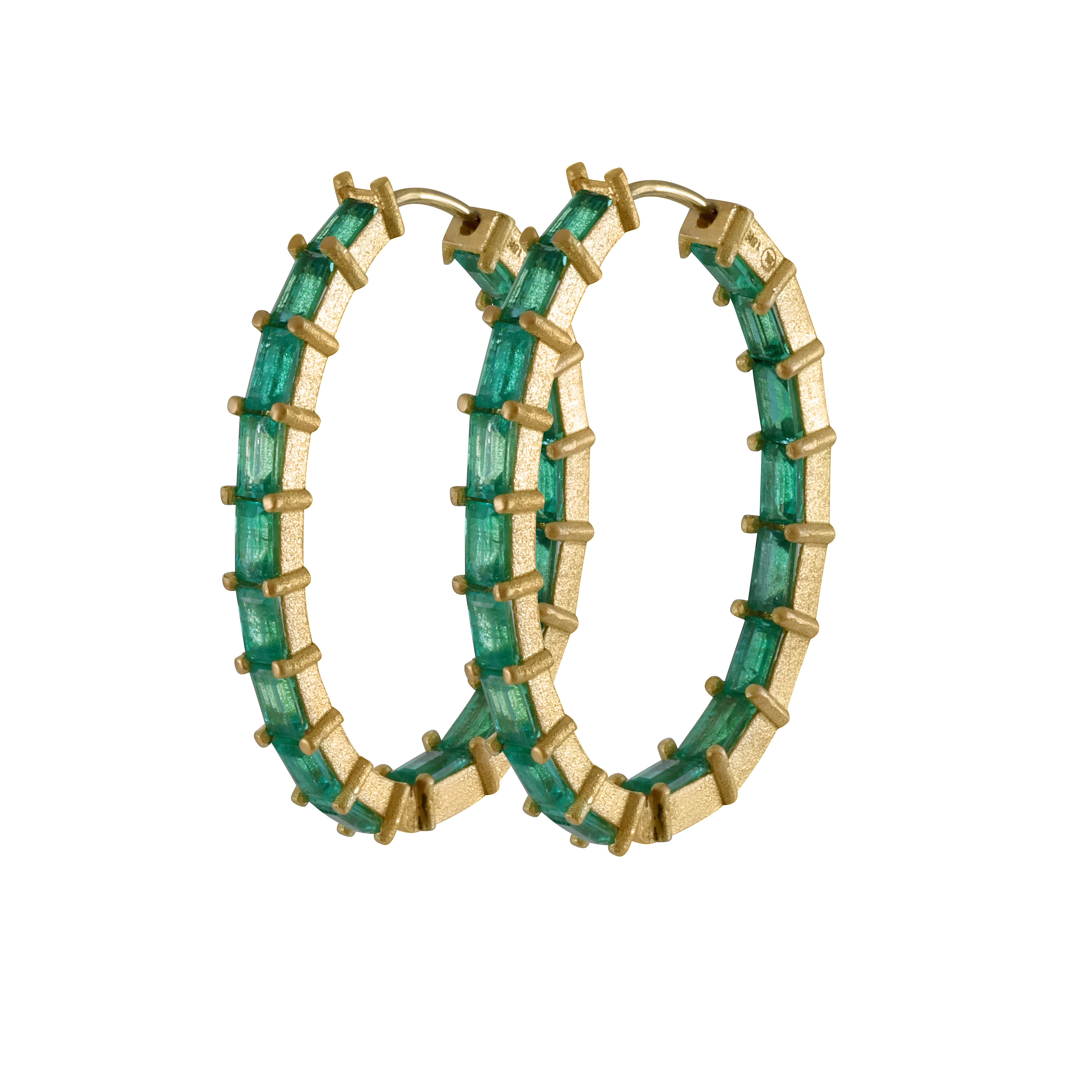 Emerald Baguette Hoops