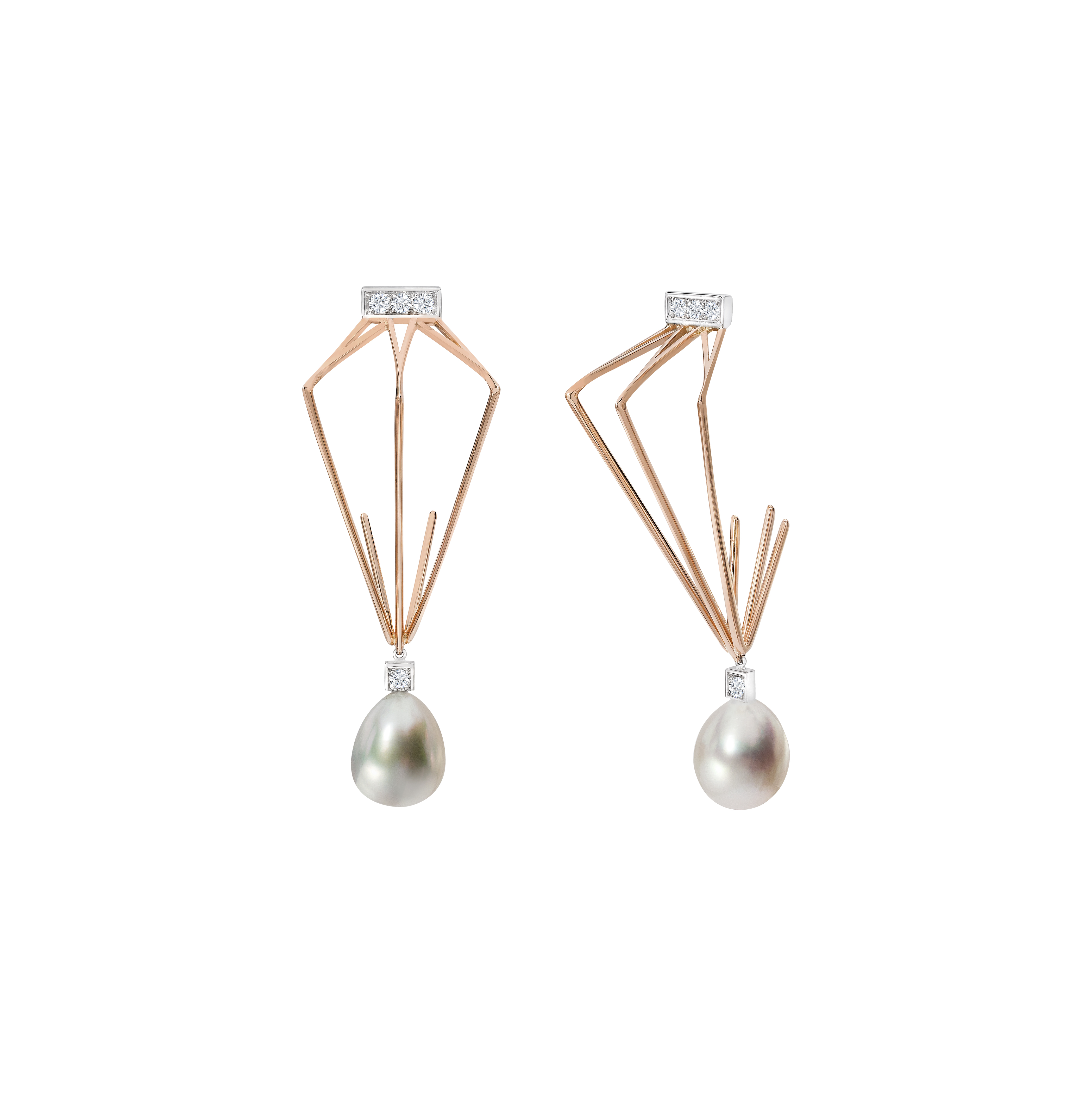 Corset Diamond and South Pearl Earrings 
