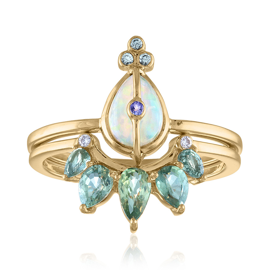 Opal and Sapphire Ring