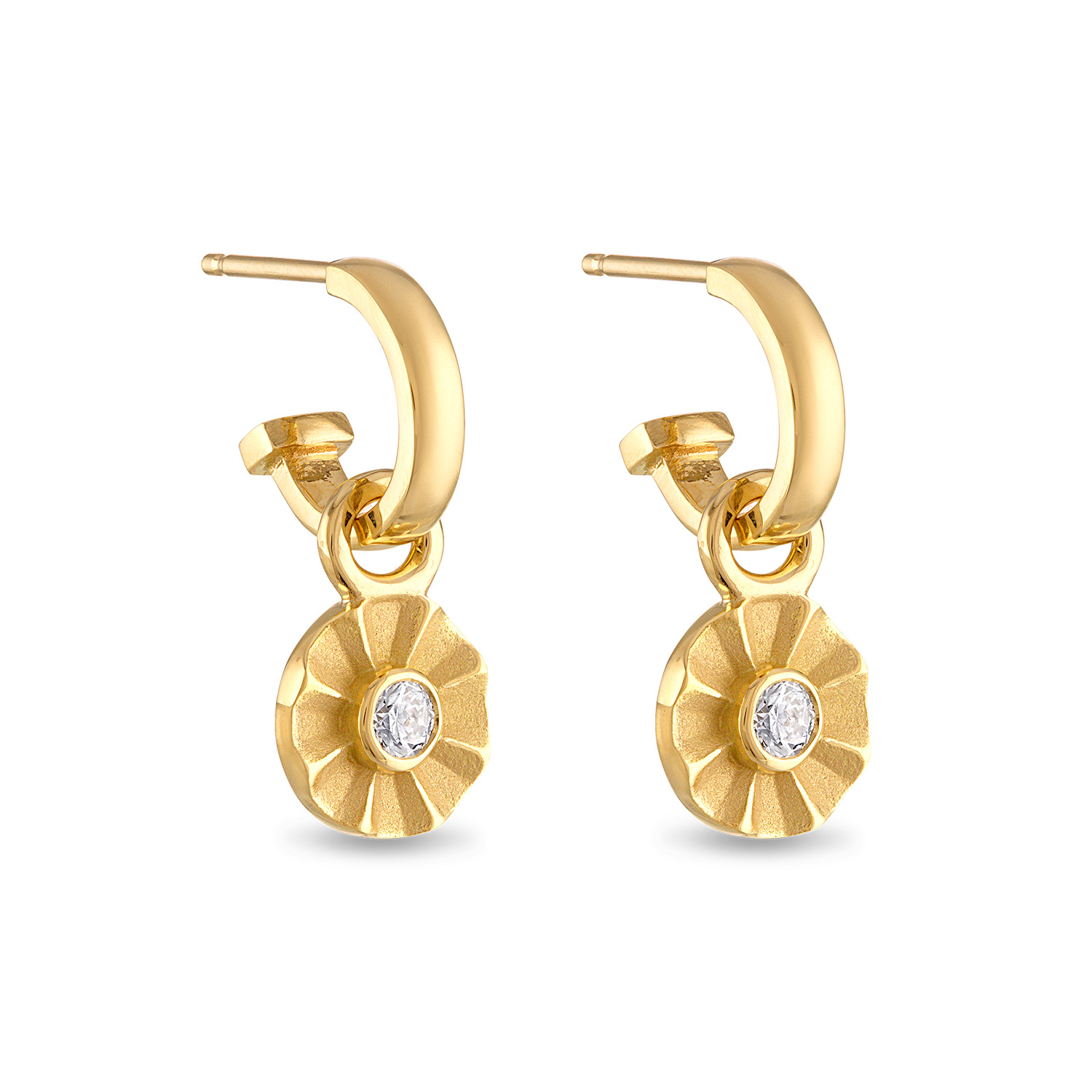 Diamond Earrings Charms with Fluted Edge