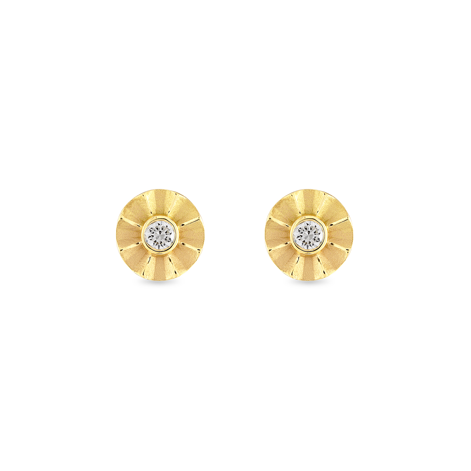 Diamond Studs with Fluted Edge