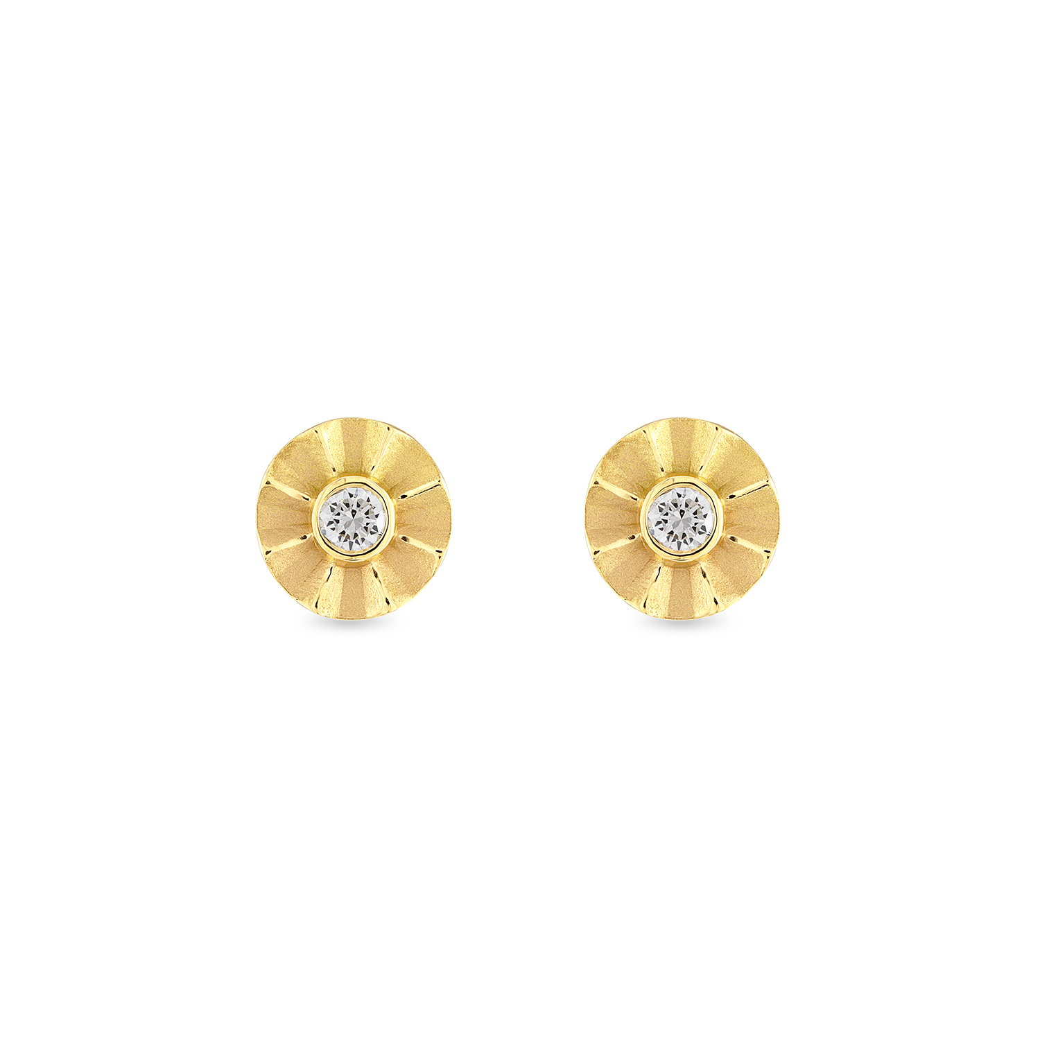 Diamond Studs with Fluted Edge