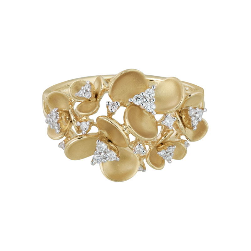 Flower and Diamond Cluster Ring