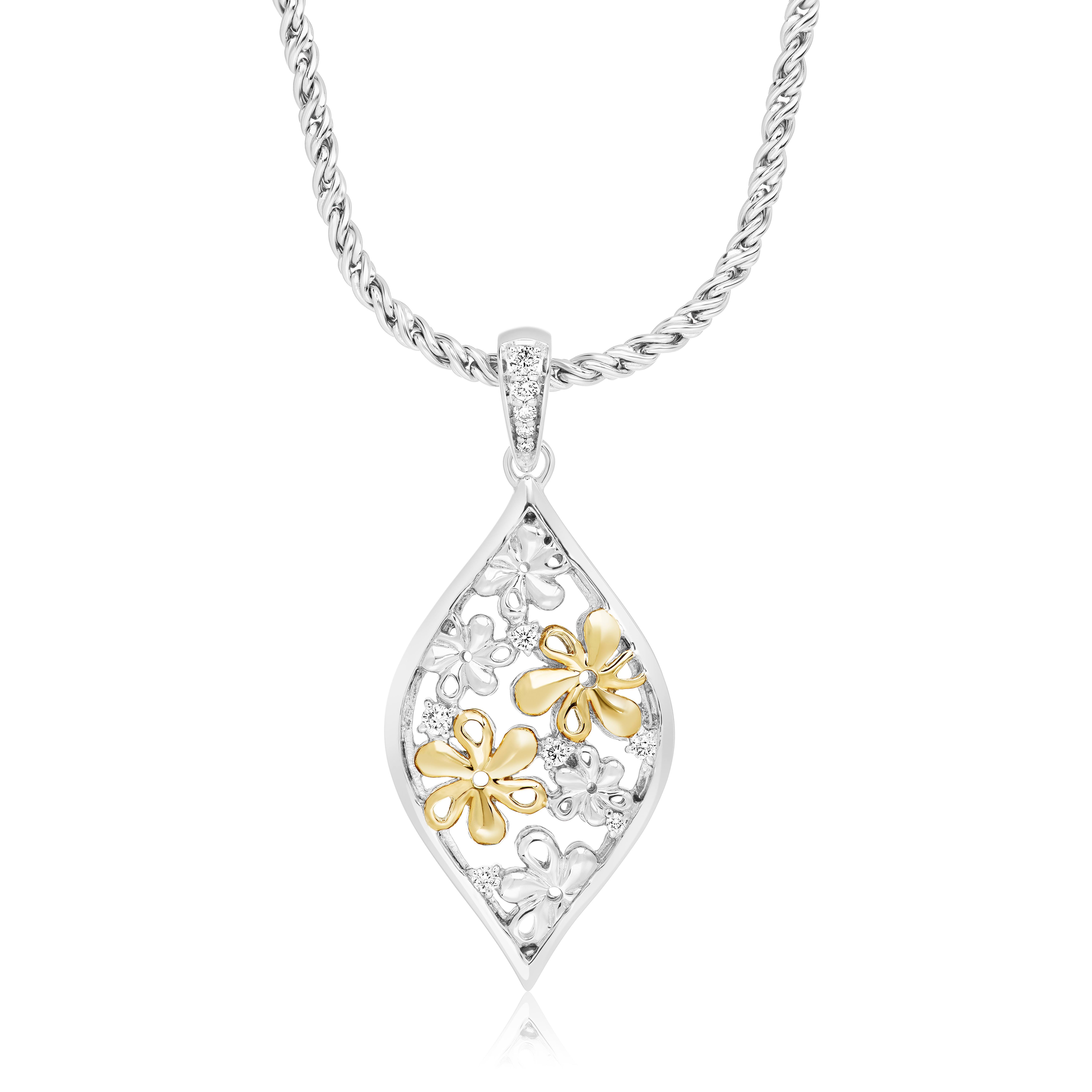 Silver and Gold Floral Pendant