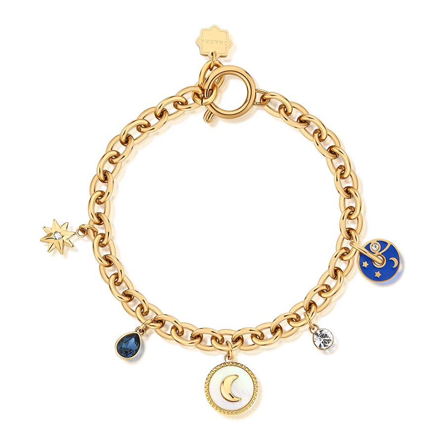 Gold-Finish Stainless Steel Charm Bracelet