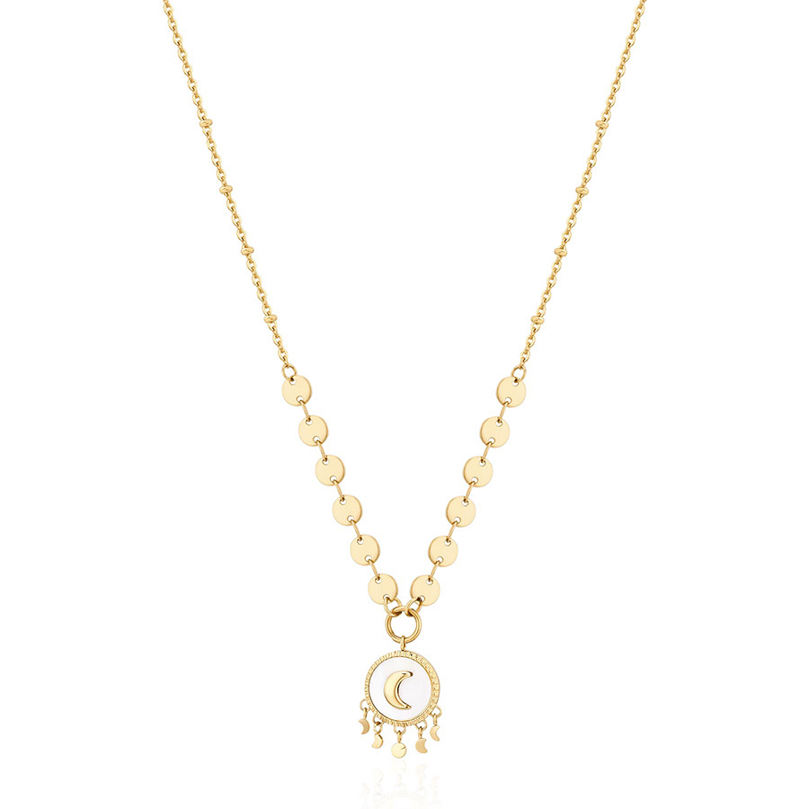 Gold-Finish Stainless Steel Moon Pendant