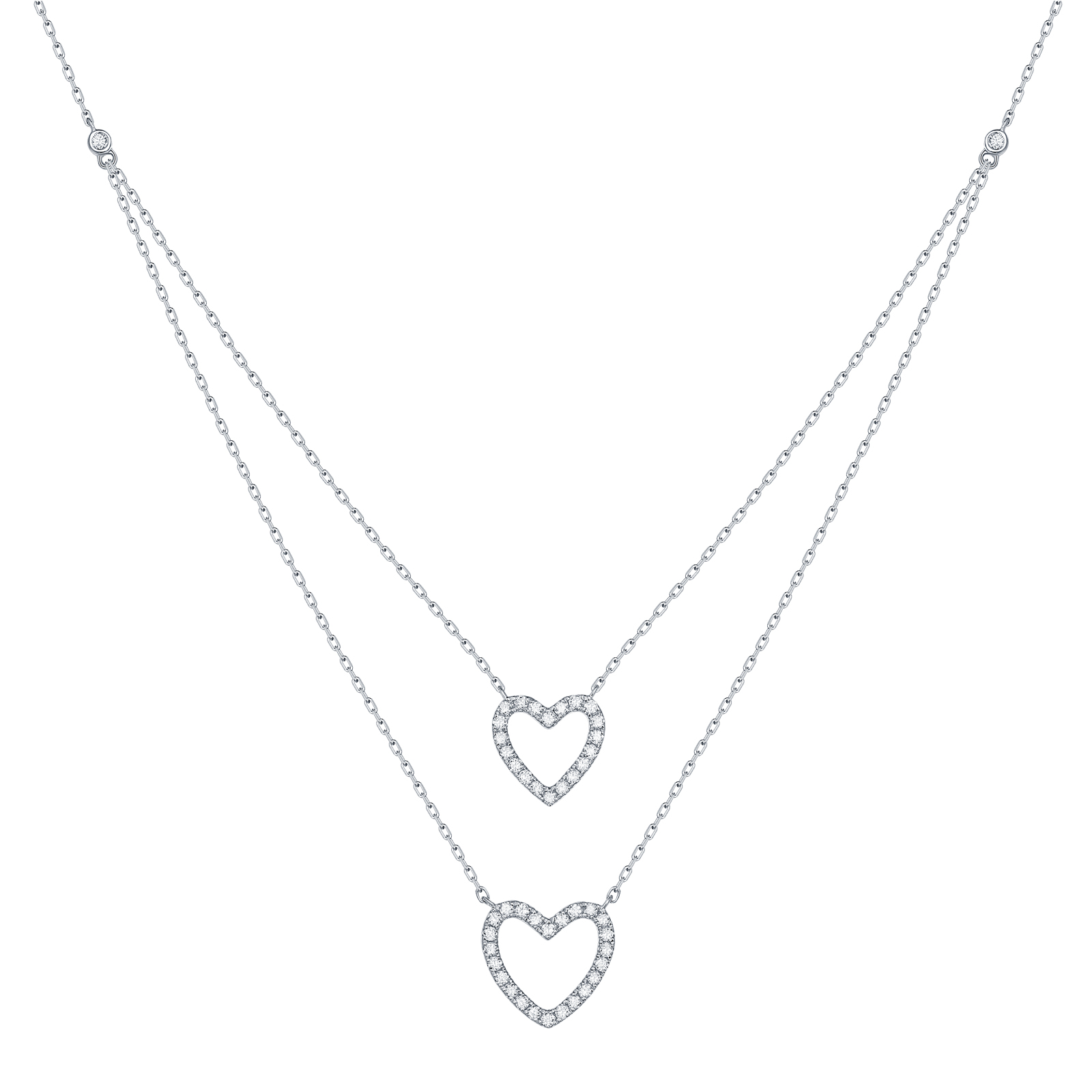 Double Heart Layered Neckace