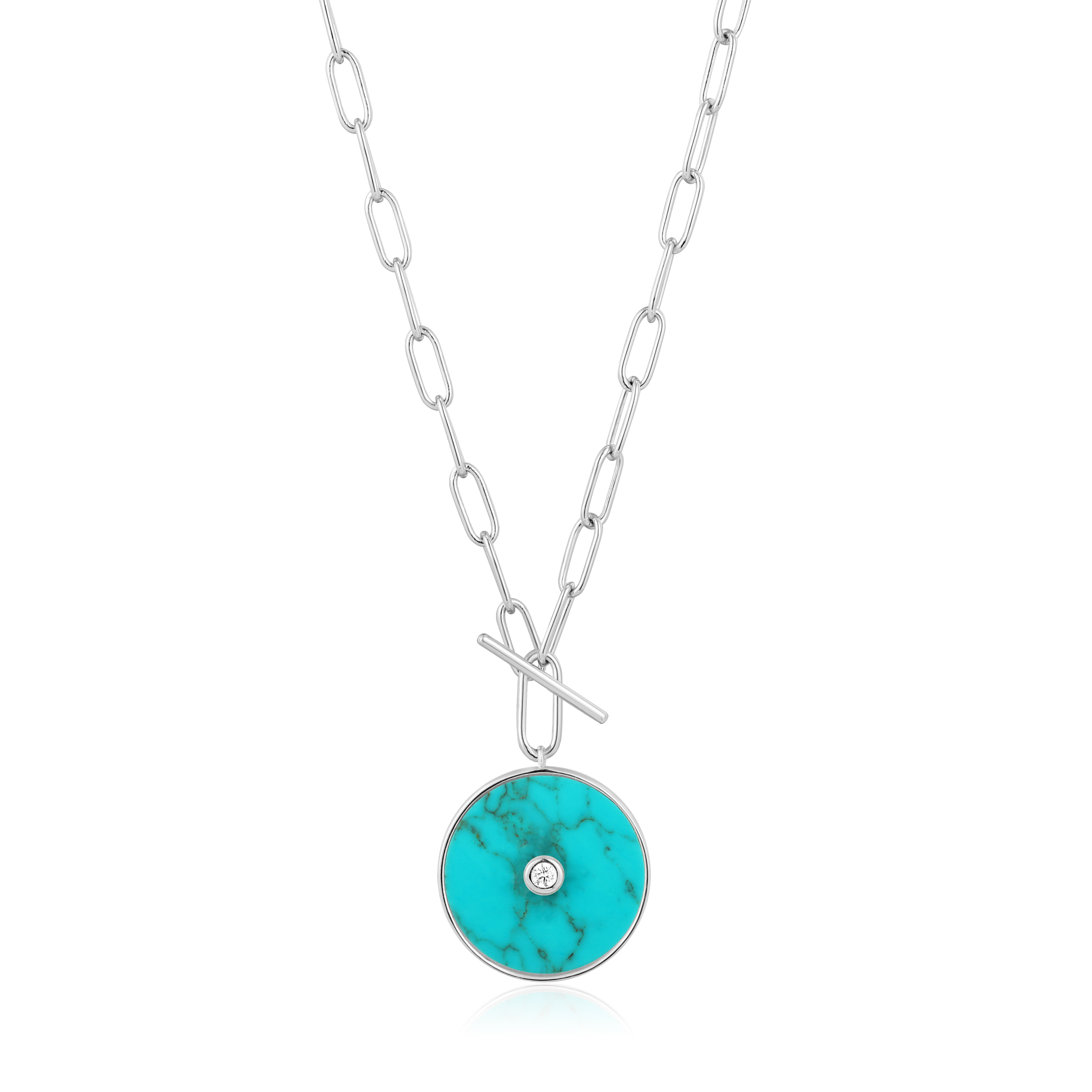 Silver Turquoise T-Bar Necklace