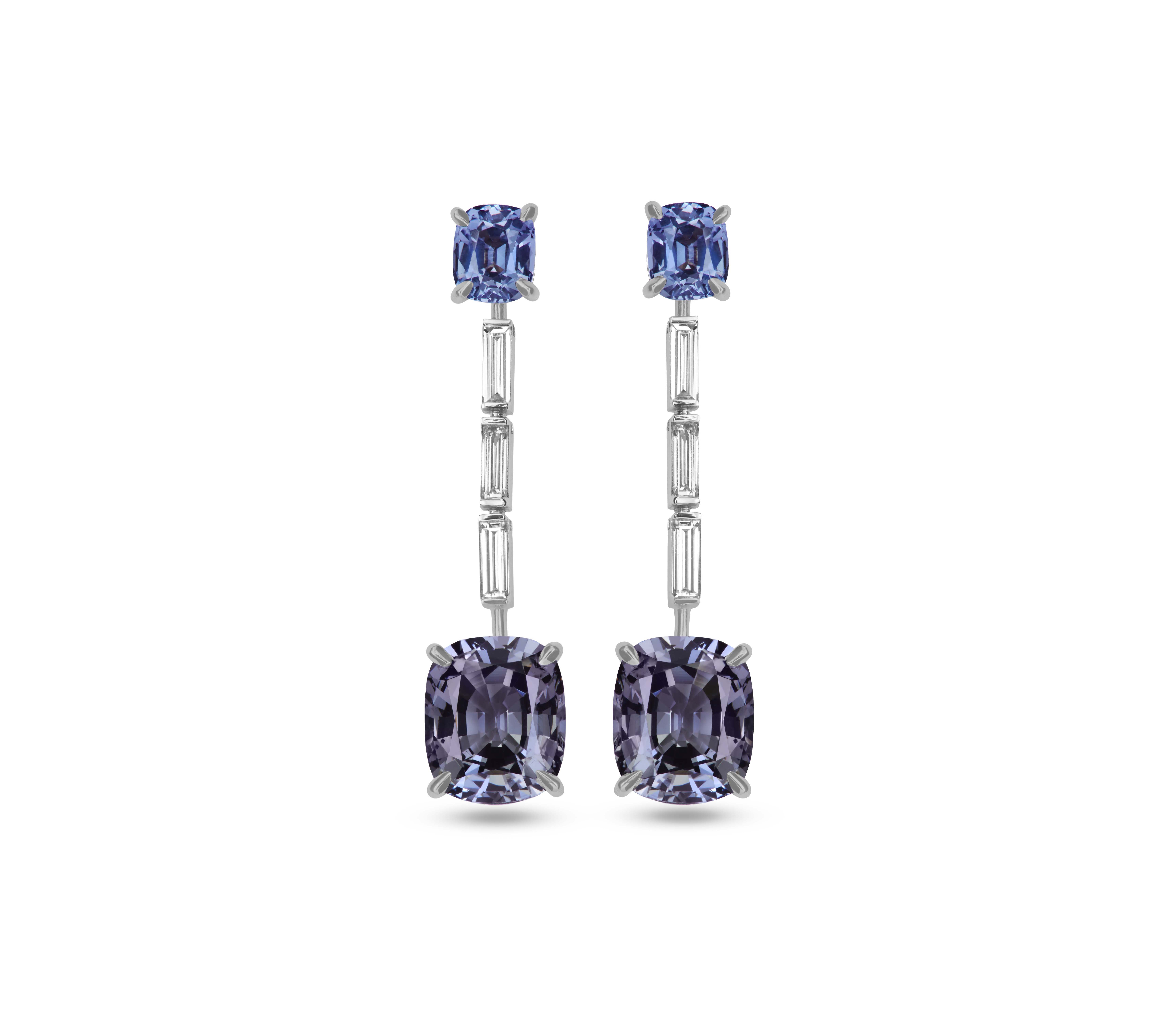 Spinel and Diamond Drop Earrings