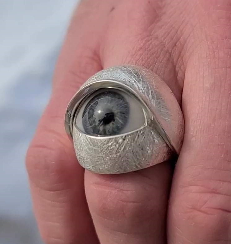 Rings Up to $5,000 Prosthetic eye set in sterling silver with mechanism to open and close eye Designed by: Steven Kistner Steven Paul Designs Delafield, WI $4,800