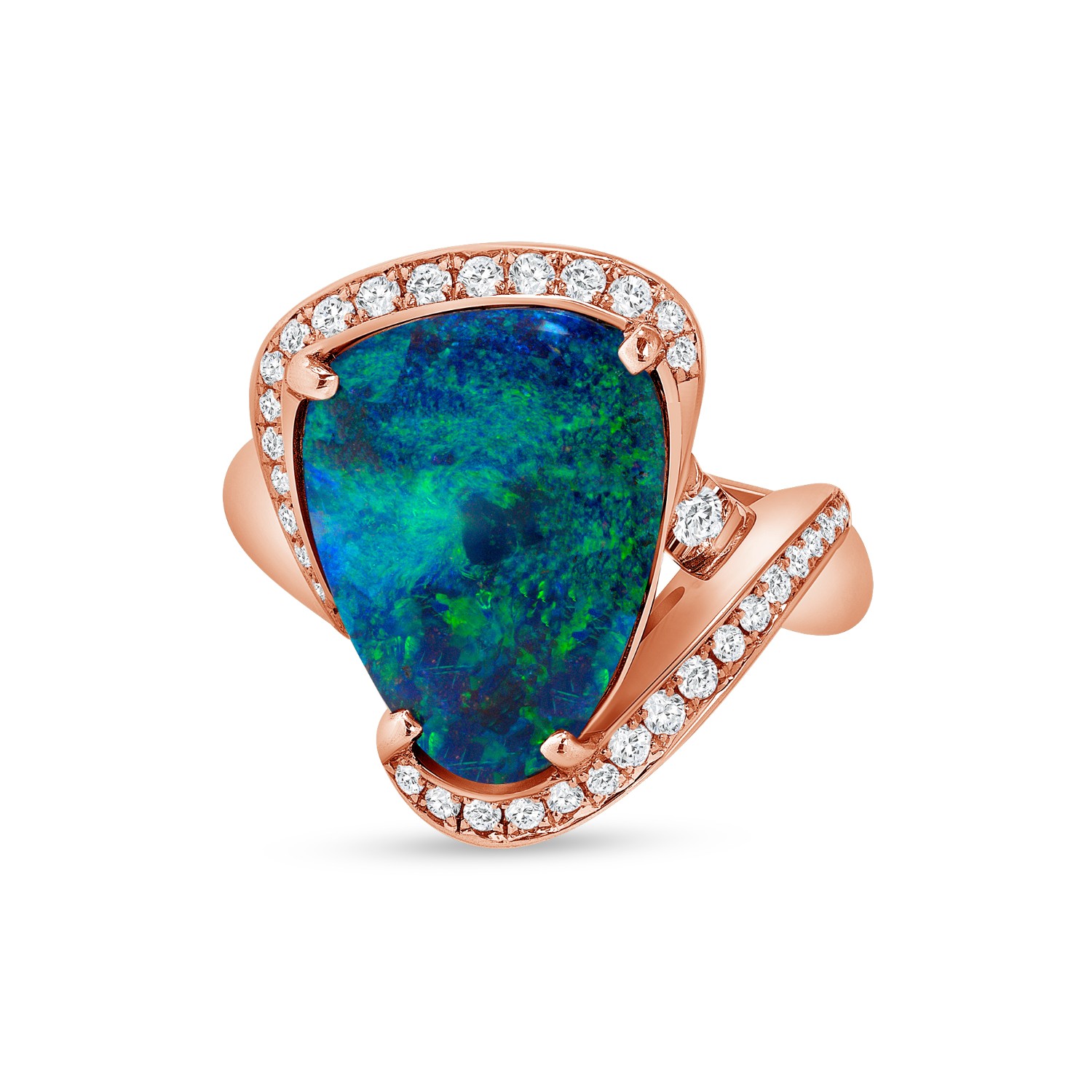 Retailer: Jewelry $2,001 to $5,000 Australian Boulder Opal ring (6.05 carats) with pave set round diamonds Designed by: Ani Babayan and Avedis Babayan Avianti Jewelry Designs La Cañada, CA $3,678