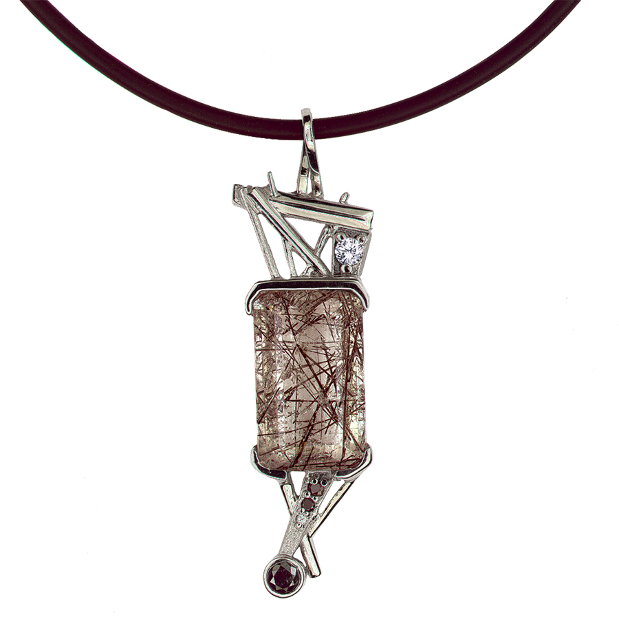 Jewelry $1,000 & Under A 9.44-carat tourmalinated quartz pendant Jeweler: Treva Roberts None Other Goldsmiths Gahanna, OH