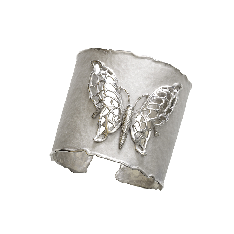 Silver Jewelry Sterling silver “Tahara Butterfly Cuff” Jeweler: Michael Taher Jewelry by Michael Taher East Rutherford, NJ Honorable Mentions: Diana Vincent, Diana Vincent Inc in Washington Crossing, PA; Randall R. Hurt, AVA Goldworks in Hannibal, MO