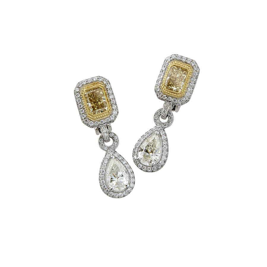 Women’s Jewelry $2,000 to $5,000 Fancy yellow & white diamond drop earrings Jeweler: Melanie Yadegar Jahan Diamond Imports San Francisco, CA Honorable Mentions: Richard Melancon, Melancon Jewelers in Abbeville, LA