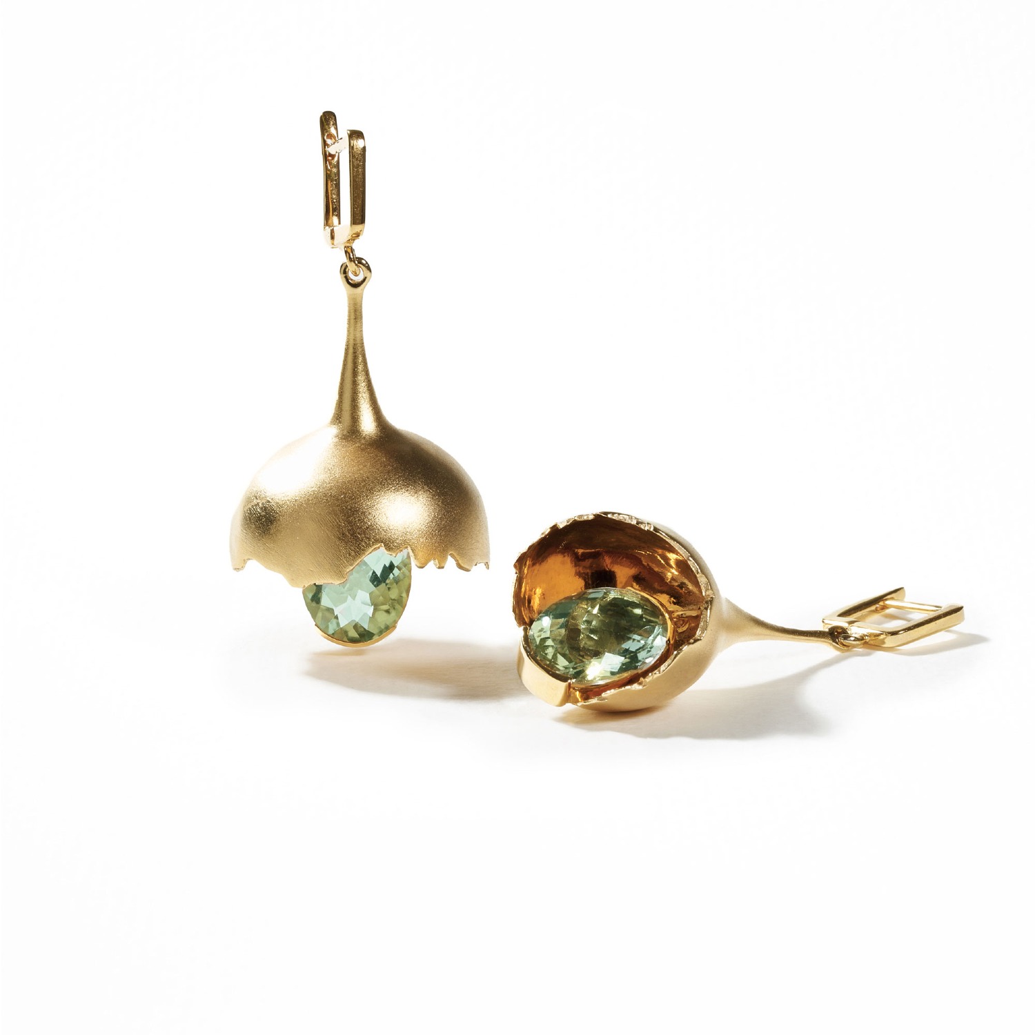 Retailer: Jewelry up to $2,000 Cracked-in-half sphere earrings featuring green amethyst in 925 sterling silver with 18K gold plating Designed by German Kabirski German Kabirski Lake Worth, FL