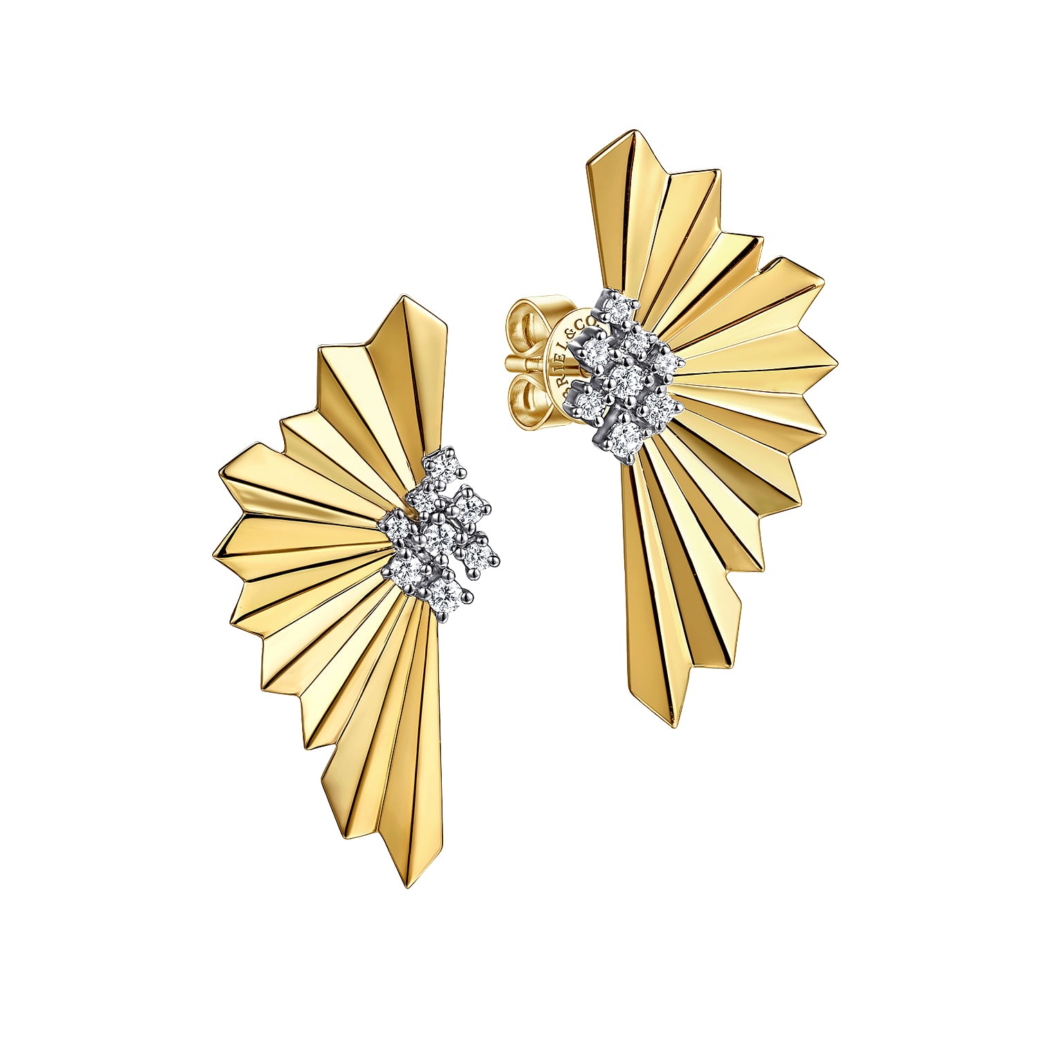 Supplier: Jewelry up to $2,000 14K white and yellow gold diamond cut and cluster diamond stud earrings (0.23 ctw) Designed by Dominick Gabriel Gabriel & Co. New York, NY