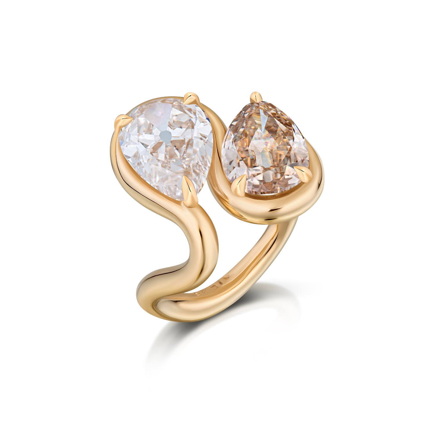 Supplier: Jewelry $20,001-$75,000 One-of-a-kind handcrafted 18K yellow gold Toi et Moi ring with a 2.00 carat fancy color light brown pear-shaped diamond (VVS2, GIA) and a 1.50 carat fancy color brown-yellow pear-shaped diamond (VS1) $50,000 Designed by Vanessa Fernández Vanessa Fernández Studio Miami, FL