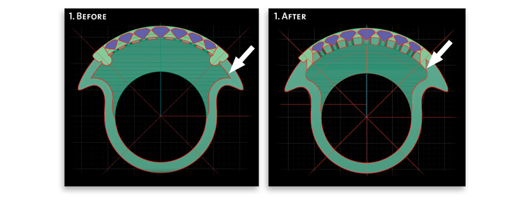 Cross-section of CAD image of ring