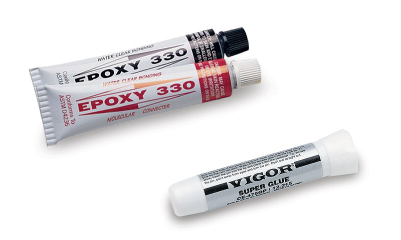 Epoxy 330 and Vigor Super Glue tubes