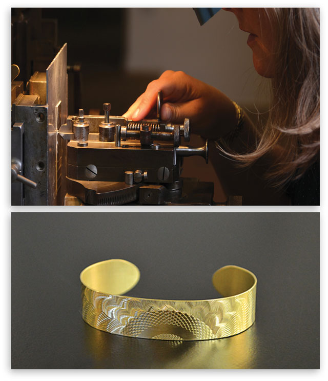 Shevlin at Work on Guilloché Bracelet Detail