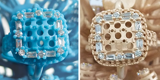 Stone-in-place casting before and after comparison