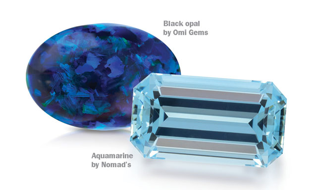 Omi Gems Black opal and Nomad’s aquamarine gemstones