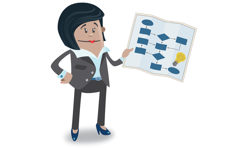 woman with chart illustration 