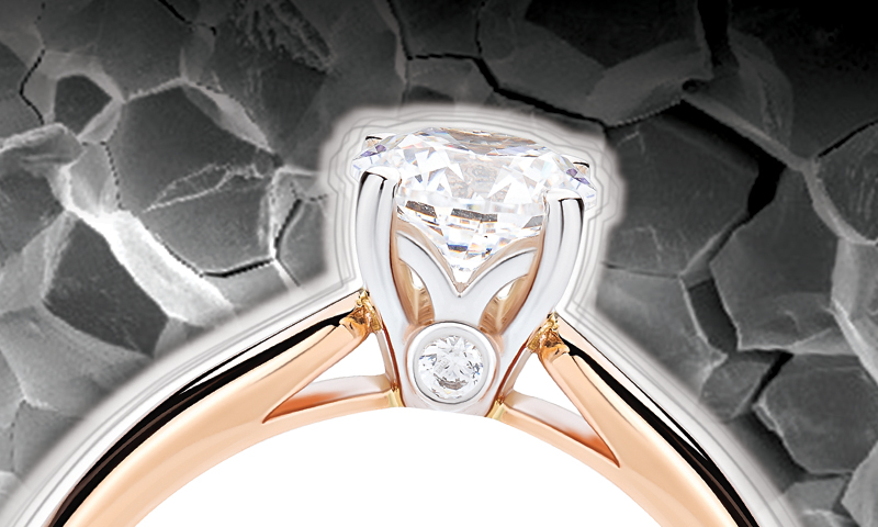 Ring with cracking and microscopic background