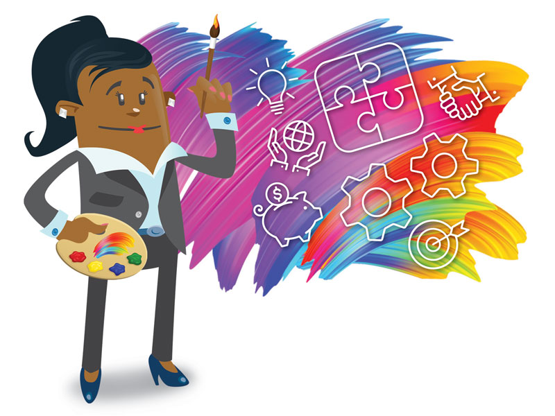 Illustration of woman painting