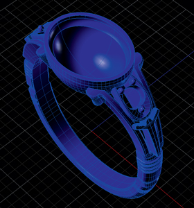 CAD rendering of 14k rose gold ring
