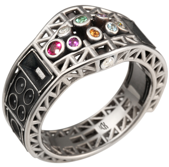Framework platinum ring designed by Krikawa Jewelry Designs.