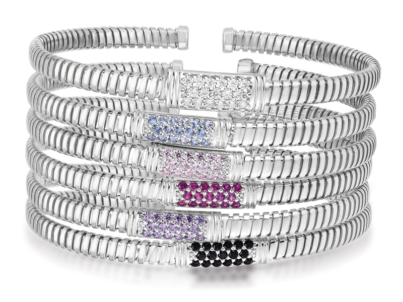 PdS silver and gemstone stackable bracelets